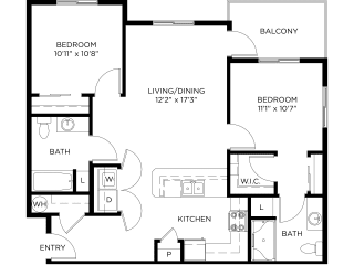 Stillwater Crossing Two Bedroom Two Bathroom Floor Plan