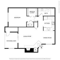 Crosspointe Apartments One Bedroom One Bathroom Floor Plan