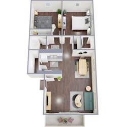 Floor Plan 2 Bedroom  1 Bath