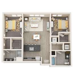 UNIT 2A Plan at Vicina - Modern Urban Flats, Troy, New York