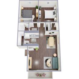  Floor Plan 2 Bedroom  1 Bath