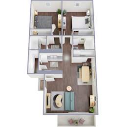  Floor Plan 2 Bedroom 2 Bath