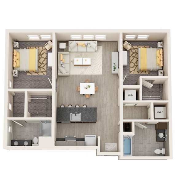 UNIT 2A Plan at Vicina - Modern Urban Flats, Troy, New York