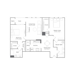 Floor Plan  2 bedroom apartment homes at danbury ct