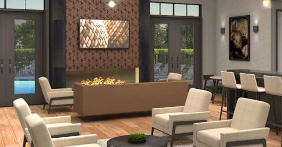 Modern Living Room at The Kingsley Apartments, Fairfield, NJ
