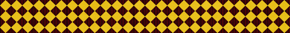 A black and yellow diamond pattern repeats across the image.