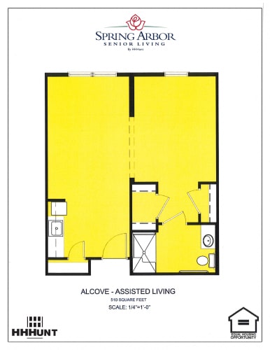 Floor Plan  510 Square-Foot Alcove - Assisted Living Floorplan at Spring Arbor of Greensboro, Greensboro
