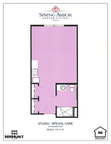 Floor Plan  Starting from 372 Square-Foot Studio - Memory Care Floorplan at Spring Arbor of Greensboro, North Carolina