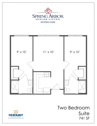 Floor Plan  741 Square-Foot 2 Bedroom Assisted Living at Spring Arbor of Severna Park, Severna Park