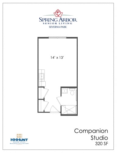 Floor Plan  320 Square-Foot Companion Studio Memory Care at Spring Arbor of Severna Park, Maryland, 21146
