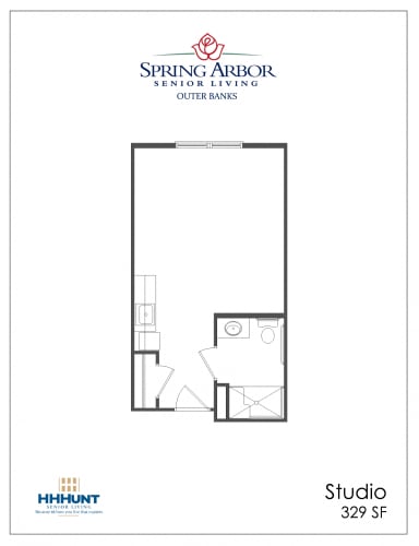 Floor Plan  329 Square-Foot Studio Assisted Living Floor Plan at Spring Arbor of Outer Banks in Kill Devil Hills, NC