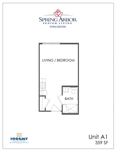 Floor Plan  Starting from 359 Square-Foot Studio - Assisted Living Floorplan at Spring Arbor of Winchester, Winchester