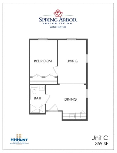 Floor Plan  Starting from 359 Square-Foot One Bedroom - Assisted Living Floorplan at Spring Arbor of Winchester, Virginia, 22603-3969