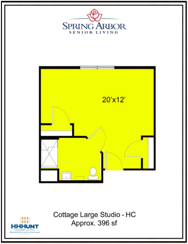 Floor Plan  396 Square Foot Cottage Large Studio HC Floor Plan Unit at Spring Arbor of Cary