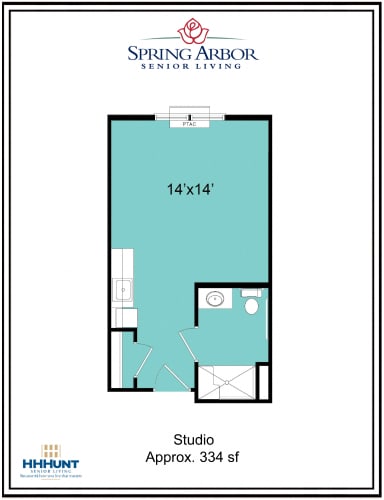 Floor Plan  334 Square-Foot Studio Assisted Living Floor Plan at Spring Arbor of Cary