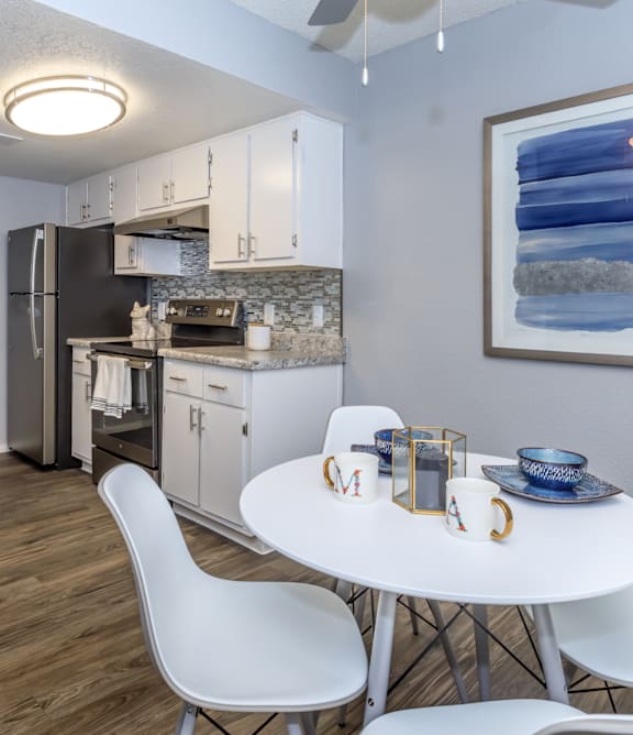 Mission Antigua Apartments in Tucson, Arizona Model Dining Area and Kitchen
