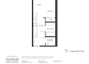 Thumbnail 3 of 3 - A floor plan for a studio apartment with a kitchen, bathroom, and living room.