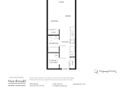 Thumbnail 2 of 3 - A drawing of a floor plan for a studio apartment.