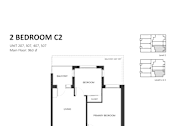 Thumbnail 1 of 2 - A floor plan for a 2 bedroom apartment with a living room, dining room, kitchen, and bathroom.