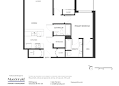 Thumbnail 2 of 4 - A black and white image of a 2 bedroom apartment layout.