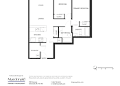 Thumbnail 4 of 4 - A floor plan for a 2 bedroom apartment with a living room, dining room, kitchen, bathroom, and storage.