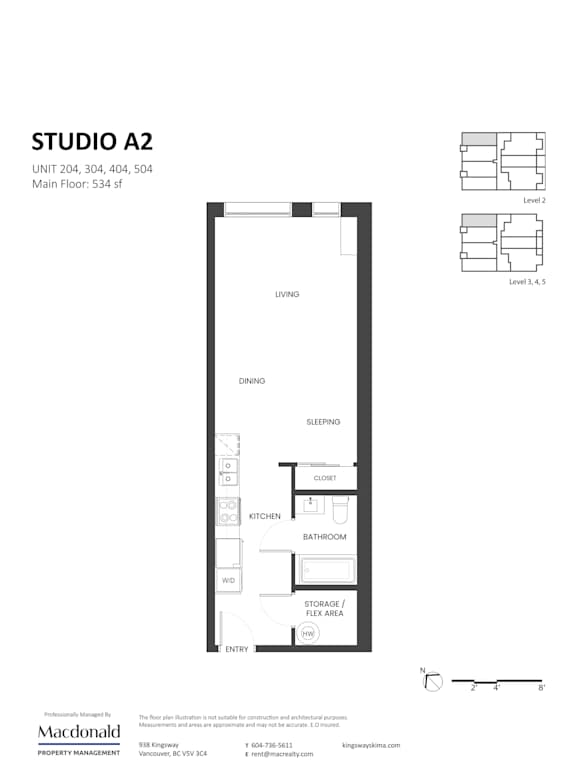 A floor plan for a studio apartment with a kitchen, bathroom, and living room.