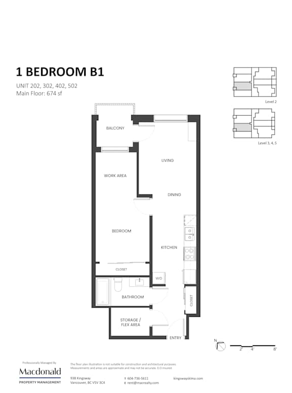 A floor plan for a 1 bedroom apartment with a detailed description of the layout.