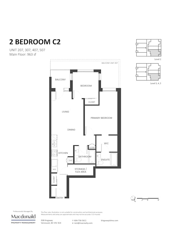A floor plan for a 2 bedroom apartment with a living room, dining room, kitchen, and bathroom.