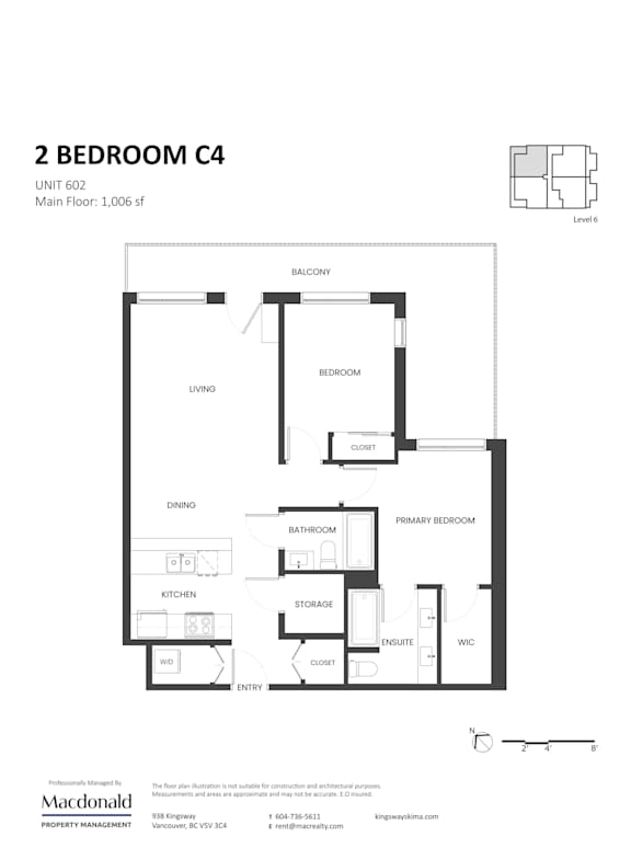 A black and white image of a 2 bedroom apartment layout.