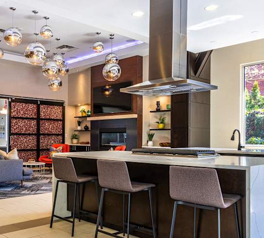 Koi Apartments in Ballard, Washington Clubhouse Lounge and Kitchen at Koi Apartments, Seattle, Washington
