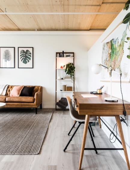 The Canyons Apartments in Portland, Oregon Model Living Room with Desk