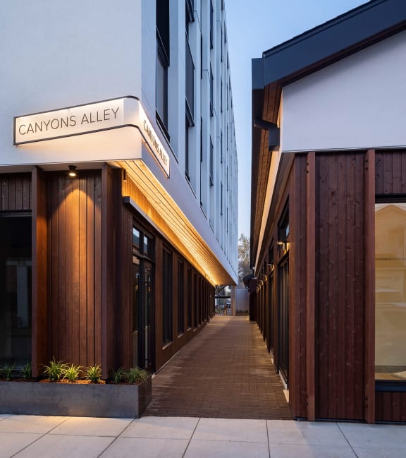 The Canyons Apartments in Portland, Oregon Alley and Exterior Street View