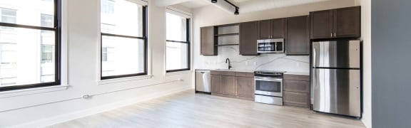 Apartment kitchen at 35W, Detroit, MI
