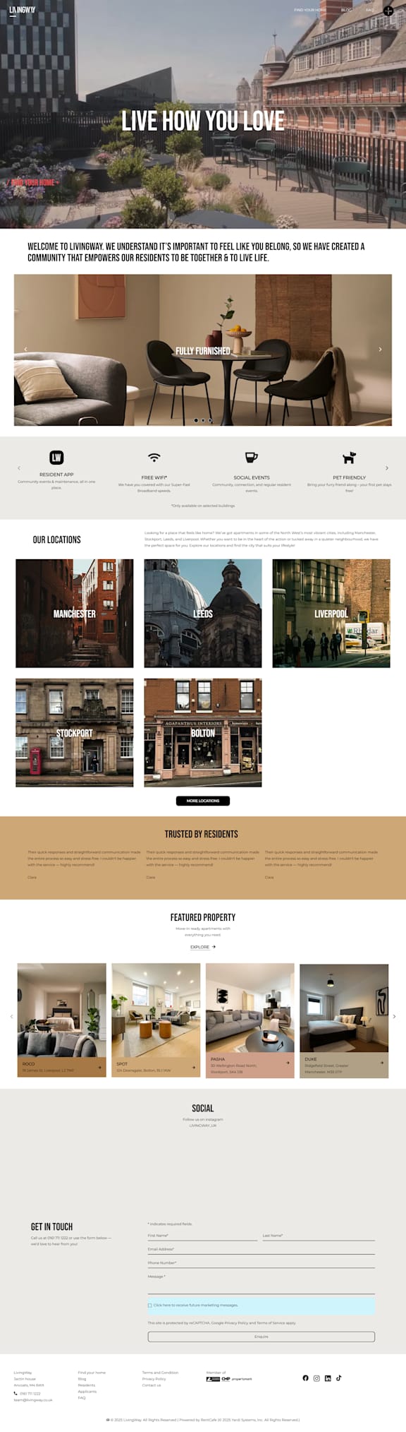 A webpage showcasing various images of interiors and exteriors of buildings.