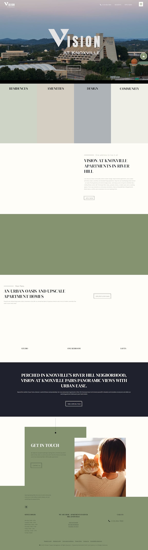 A webpage with a navigation bar at the top and a section titled 'VISION' with a subtitle 'AN APTARIETS IN RIVIER'.