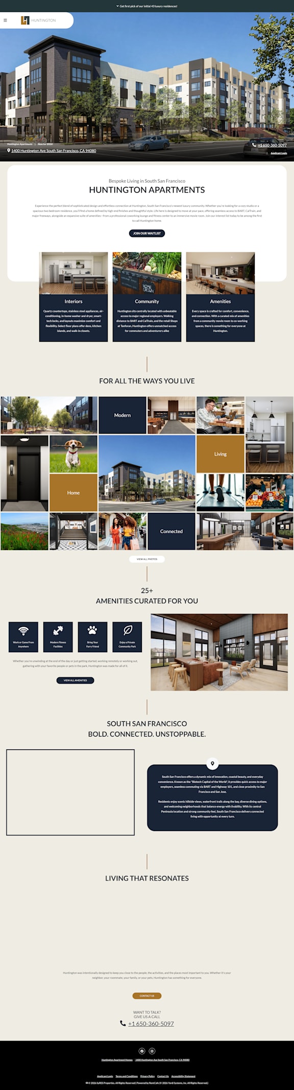 A webpage showcasing various images of Huntington Apartments.