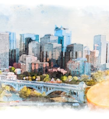 a watercolour painting of melbourne city