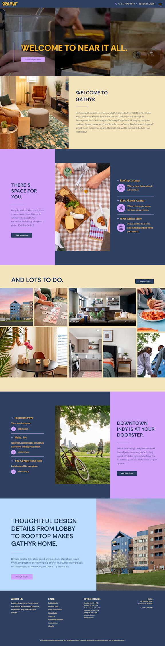 A collage of images showcasing a residential area with a focus on a building and outdoor activities.