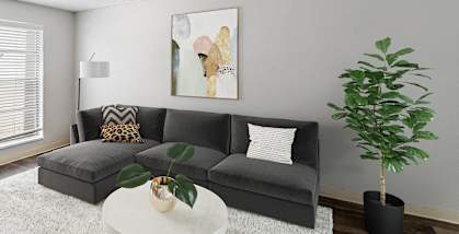 Cozy couch in living room at Villages at Gateway, Denver, CO