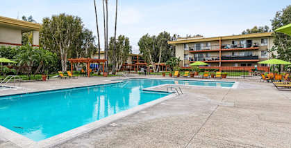 Community swimming pool at Crystal View apartments