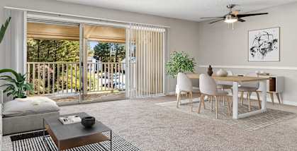 Model living room at Bridges at North Hills Apartments in Raleigh, NC