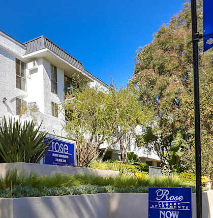 A modern building at Rose Apartments, Los Angeles, CA