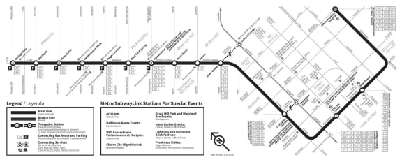 a black and white map of a subway line at The Met at Metro Centre Apartments, Owings Mills, 21117