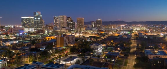 View of Downtown Gilbert, AZ at Night