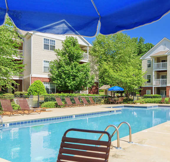 swimming pool and lounge chairs