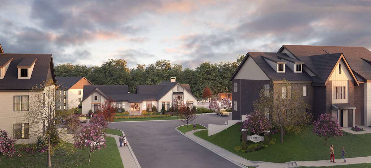 Vintage Bakers Crossing neighborhood street rendering - Gallatin, TN