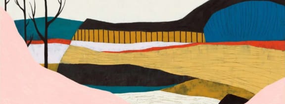 a close up of a quilt with a mountain in the background at The Gateway at West Lake Quarter in Minneapolis, MN