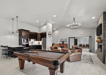 Remington Village Clubhouse Lounge with Kitchen and Billiards Table