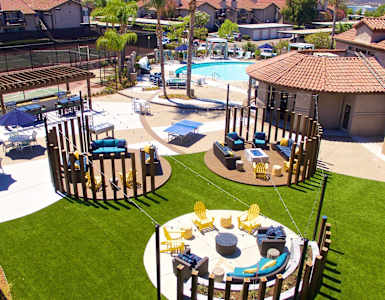 Outdoor poolside lounge  at Vista Promenade Apartments, Temecula, CA, 92591
