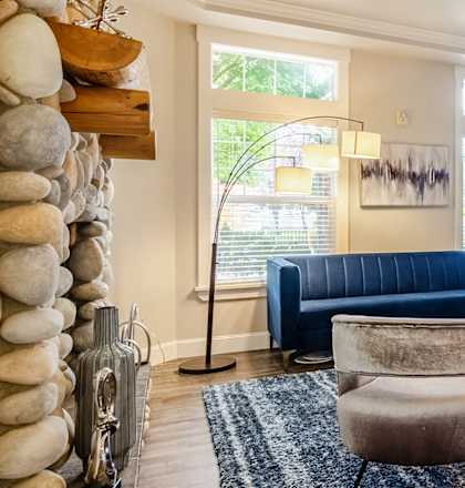 Leasing Office Interior Seating Area at Abbey Rowe Apartments in Olympia, Washington, WA